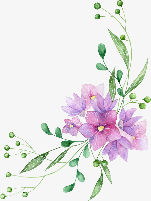 卡通手绘紫色的花卉免抠素材_图宝宝